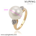 13888 Xuping Fashion 18K + anillos de perlas perfectos de color blanco para mujeres